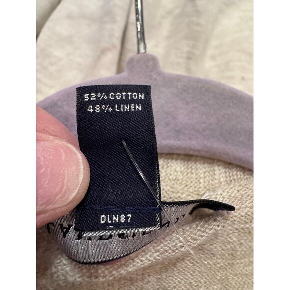 Lands' End Plus Size Natural Color Open Front Cardigan Cream Brown 3X (24W-26W) - Picture 7 of 9